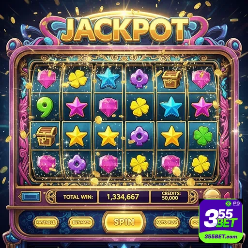 Imagem de jackpot em jogos de slot na 355bet com promoções exclusivas